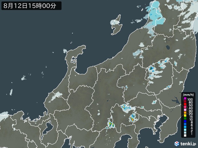 北陸地方の雨雲レーダー(2024年08月12日)