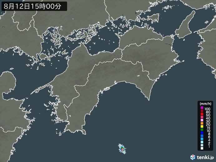 四国地方の雨雲レーダー(2024年08月12日)