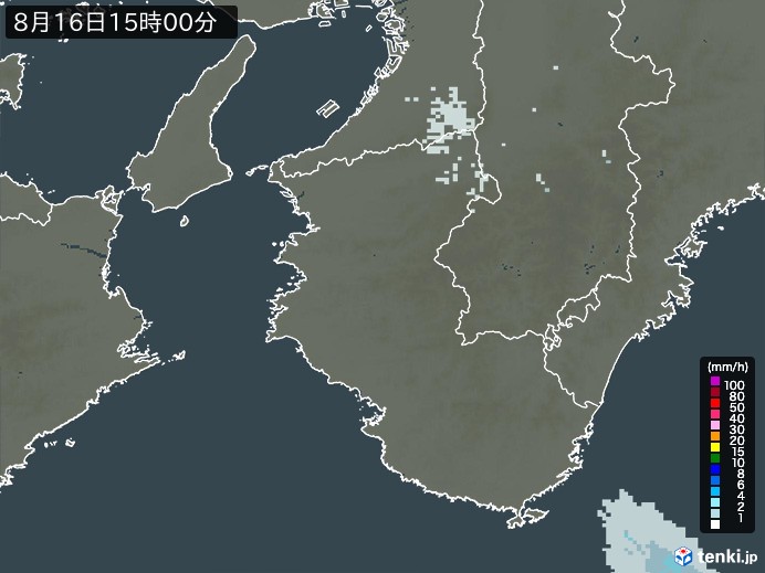 和歌山県の雨雲レーダー(2024年08月16日)
