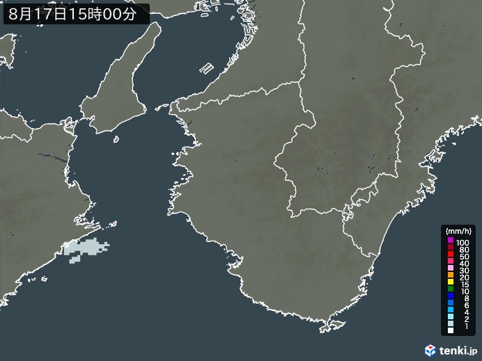 和歌山県の雨雲レーダー(2024年08月17日)