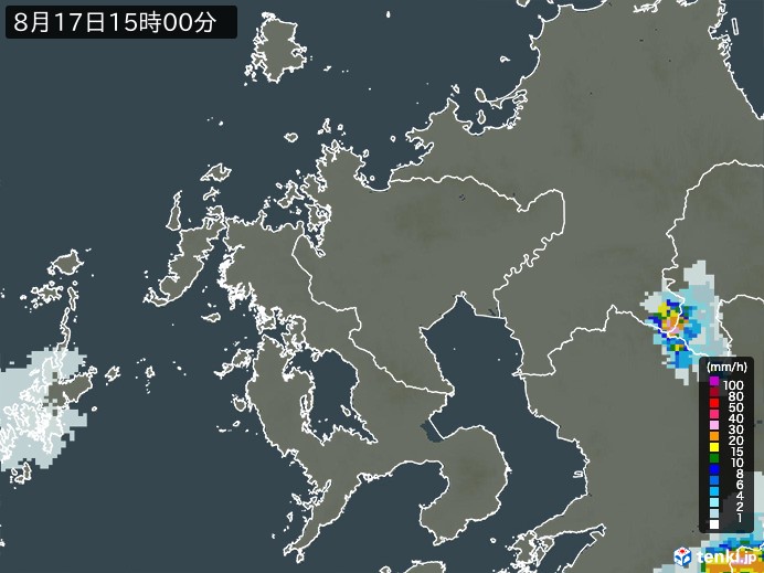 佐賀県の雨雲レーダー(2024年08月17日)