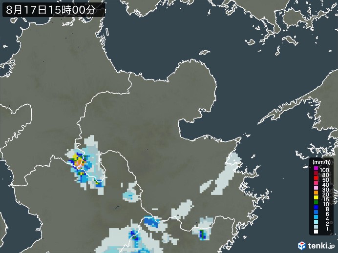 大分県の雨雲レーダー(2024年08月17日)