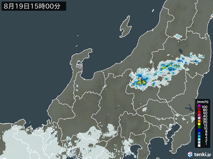 北陸地方の雨雲レーダー(2024年08月19日)