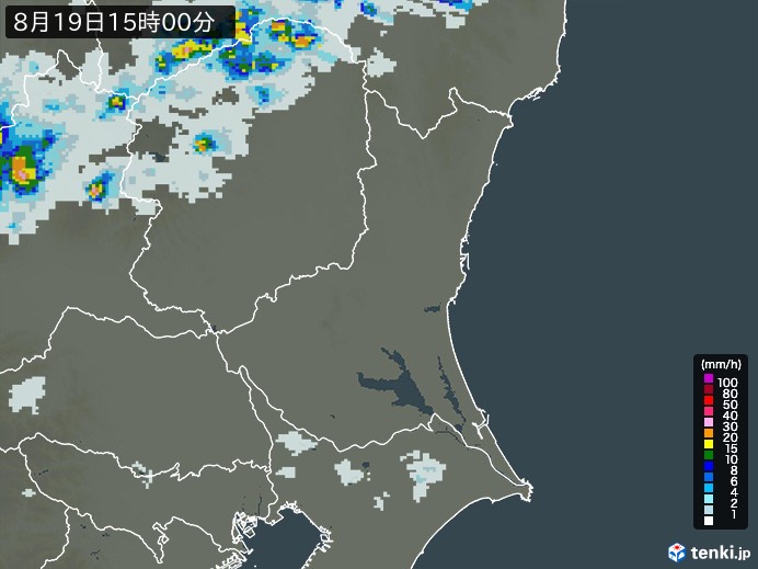 茨城県の雨雲レーダー(2024年08月19日)