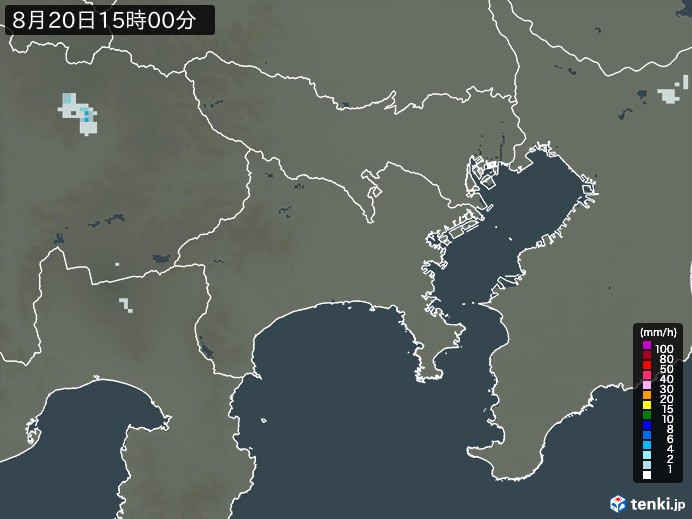神奈川県の雨雲レーダー(2024年08月20日)