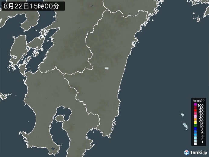 宮崎県の雨雲レーダー(2024年08月22日)