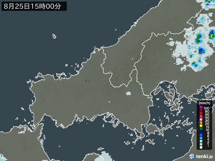 山口県の雨雲レーダー(2024年08月25日)