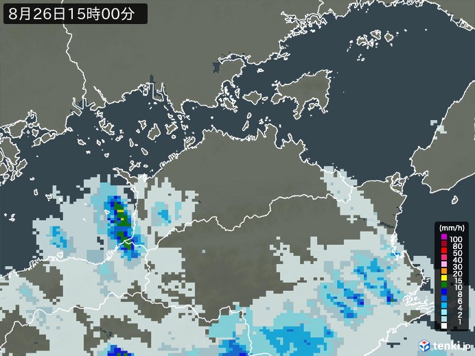 香川県の雨雲レーダー(2024年08月26日)
