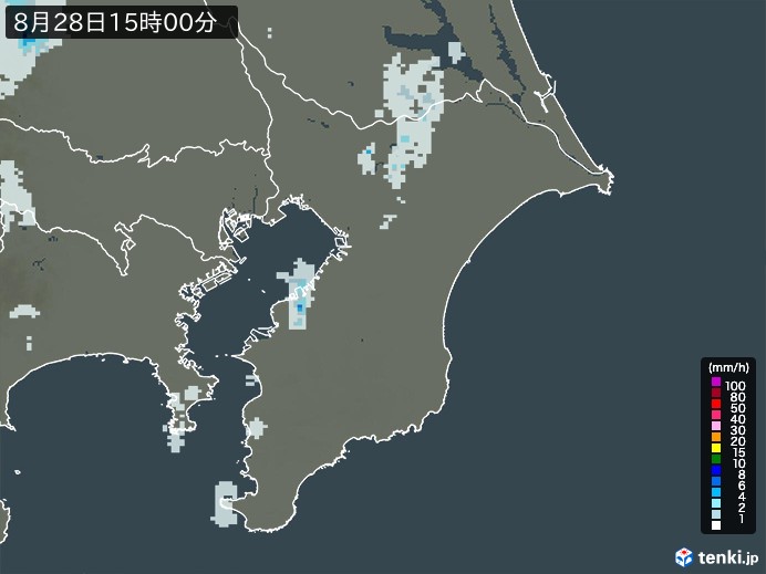 千葉県の雨雲レーダー(2024年08月28日)