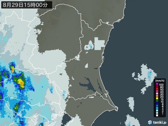 茨城県の雨雲レーダー(2024年08月29日)