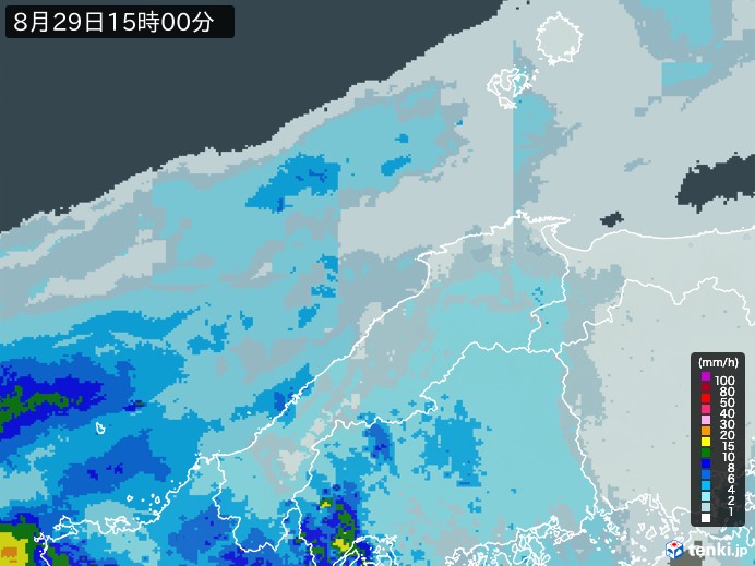 島根県の雨雲レーダー(2024年08月29日)