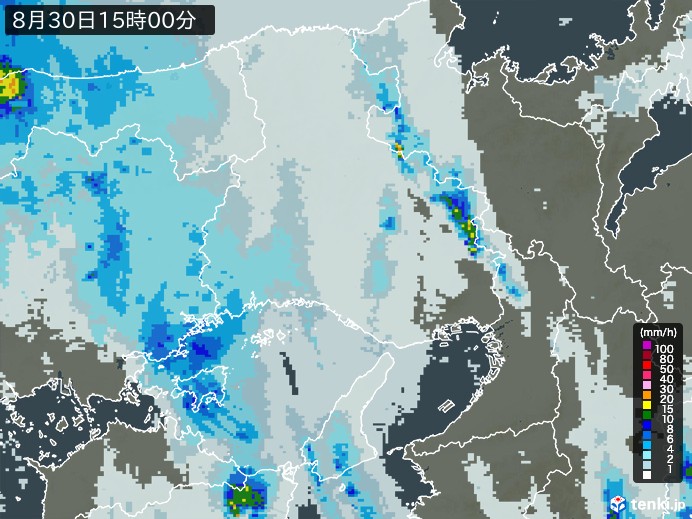 兵庫県の雨雲レーダー(2024年08月30日)