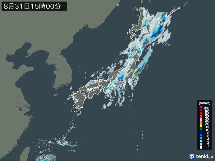 雨雲レーダー(2024年08月31日)