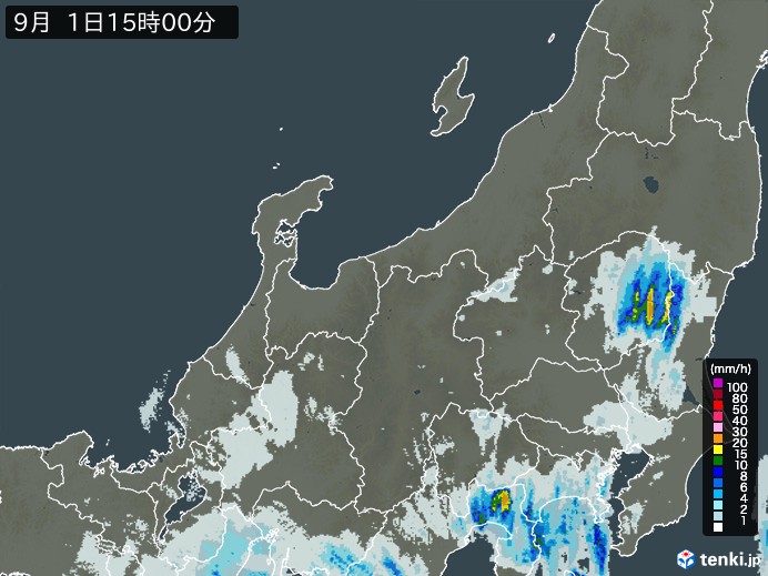 北陸地方の雨雲レーダー(2024年09月01日)