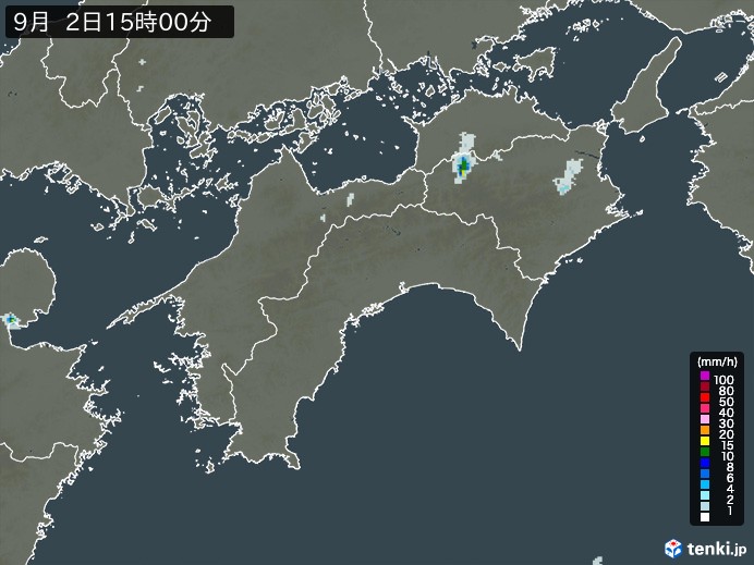 四国地方の雨雲レーダー(2024年09月02日)
