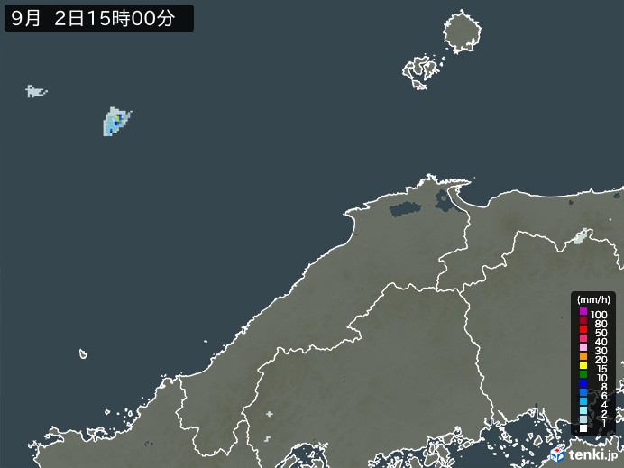 島根県の雨雲レーダー(2024年09月02日)