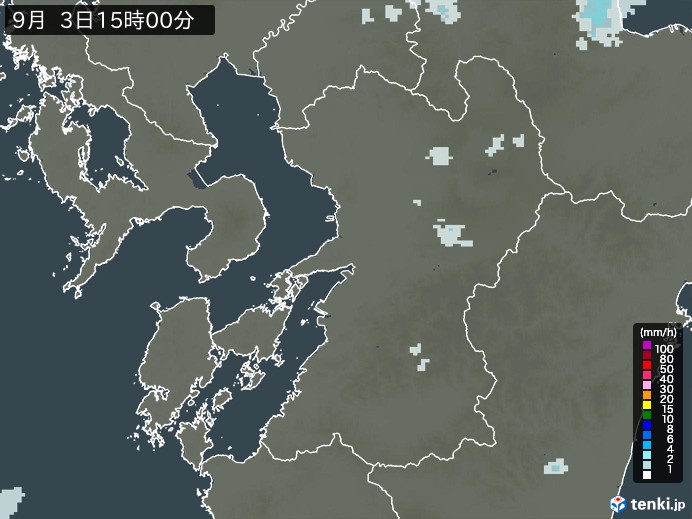 熊本県の雨雲レーダー(2024年09月03日)