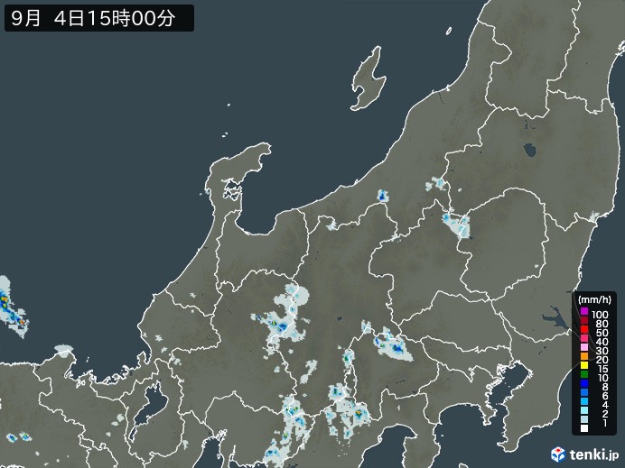北陸地方の雨雲レーダー(2024年09月04日)