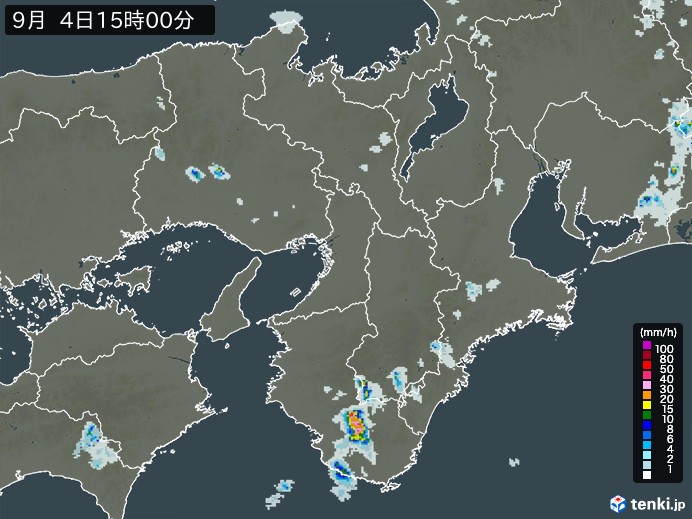 近畿地方の雨雲レーダー(2024年09月04日)