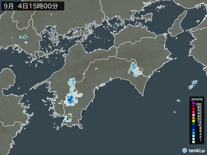 四国地方の雨雲レーダー(2024年09月04日)