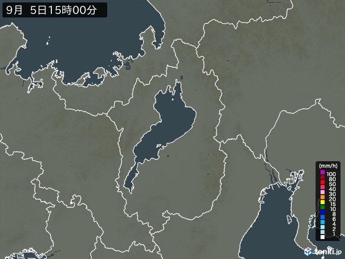 滋賀県の雨雲レーダー(2024年09月05日)