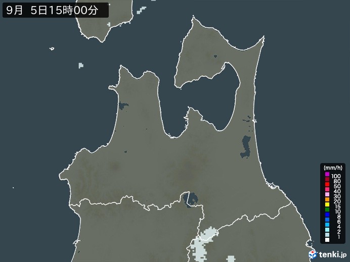 青森県の雨雲レーダー(2024年09月05日)