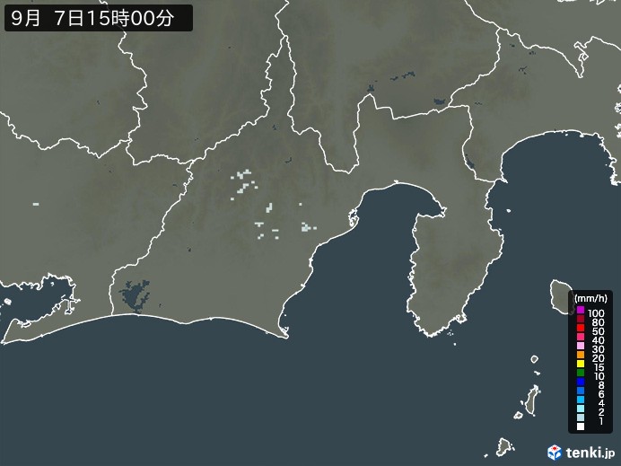 静岡県の雨雲レーダー(2024年09月07日)