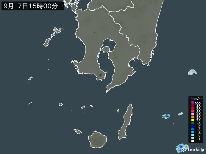 鹿児島県の雨雲レーダー(2024年09月07日)
