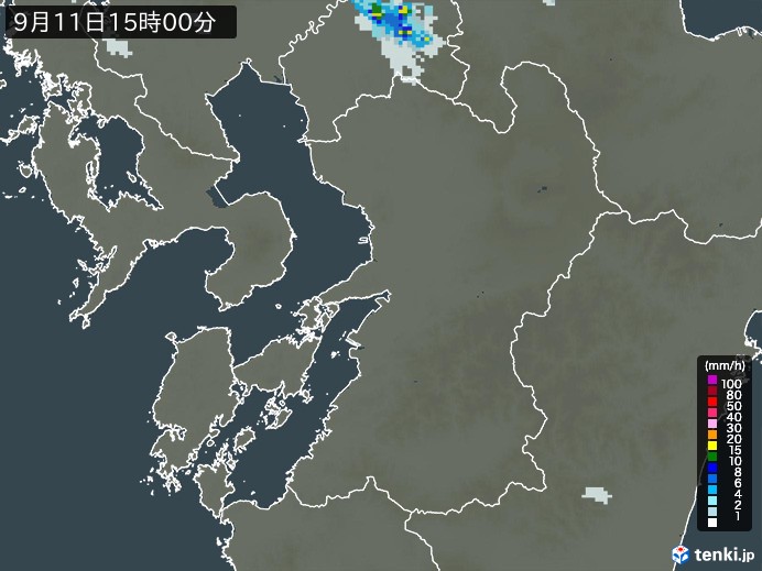 熊本県の雨雲レーダー(2024年09月11日)