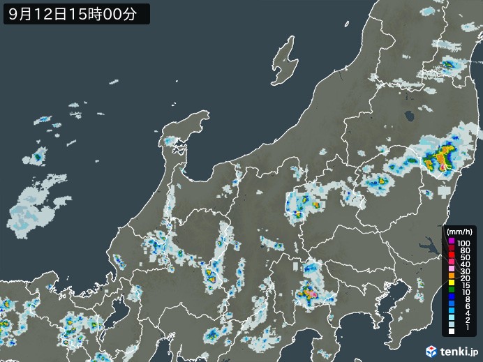 北陸地方の雨雲レーダー(2024年09月12日)