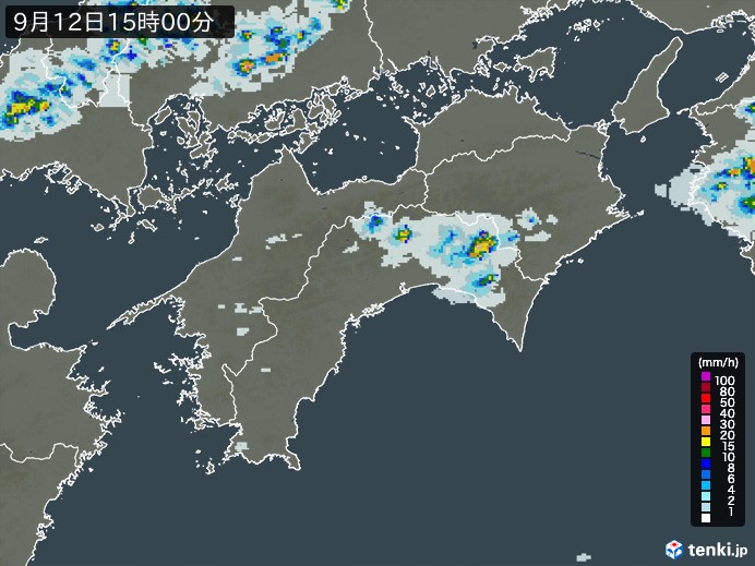 四国地方の雨雲レーダー(2024年09月12日)