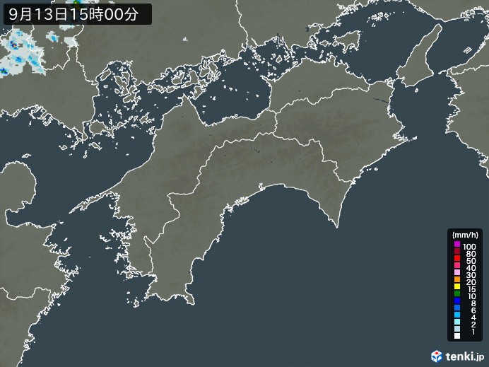 四国地方の雨雲レーダー(2024年09月13日)