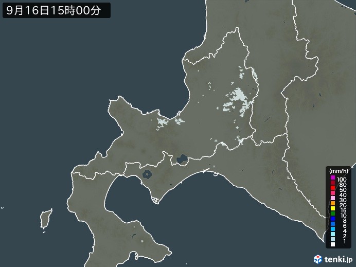 道央の雨雲レーダー(2024年09月16日)