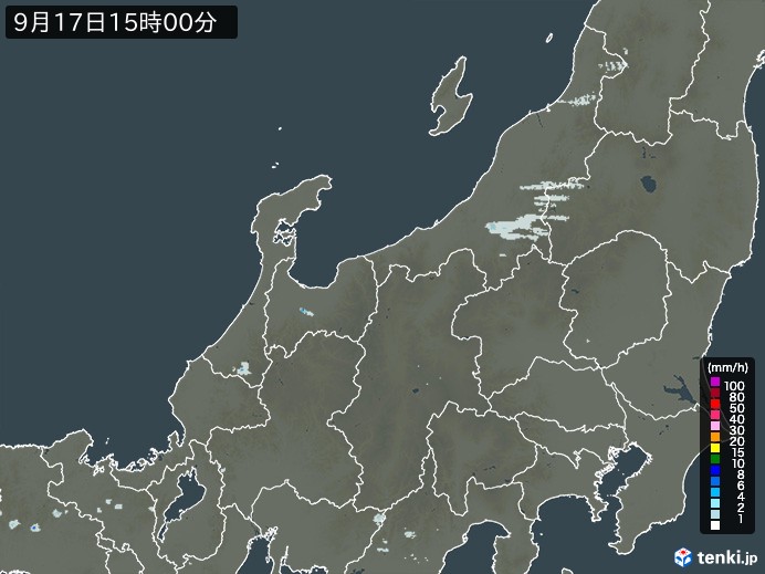 北陸地方の雨雲レーダー(2024年09月17日)