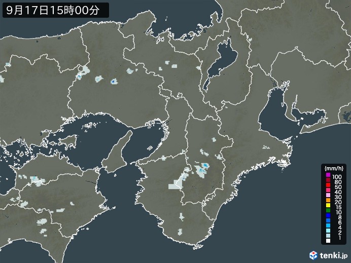 近畿地方の雨雲レーダー(2024年09月17日)