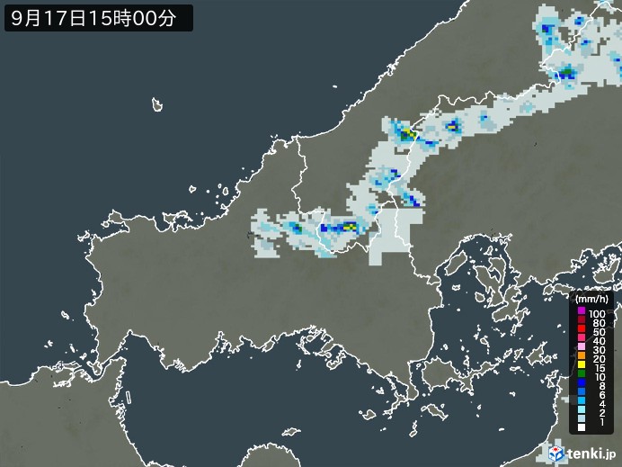 山口県の雨雲レーダー(2024年09月17日)