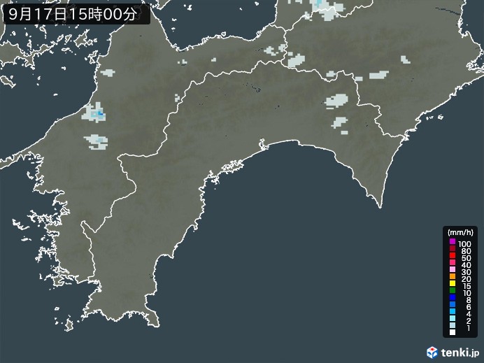 高知県の雨雲レーダー(2024年09月17日)