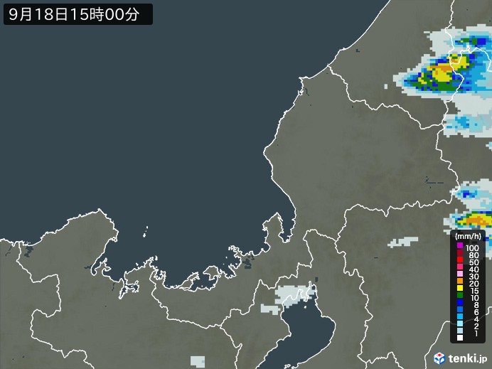 福井県の雨雲レーダー(2024年09月18日)