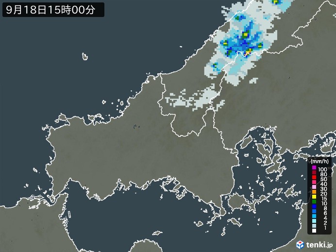 山口県の雨雲レーダー(2024年09月18日)