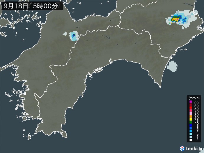 高知県の雨雲レーダー(2024年09月18日)