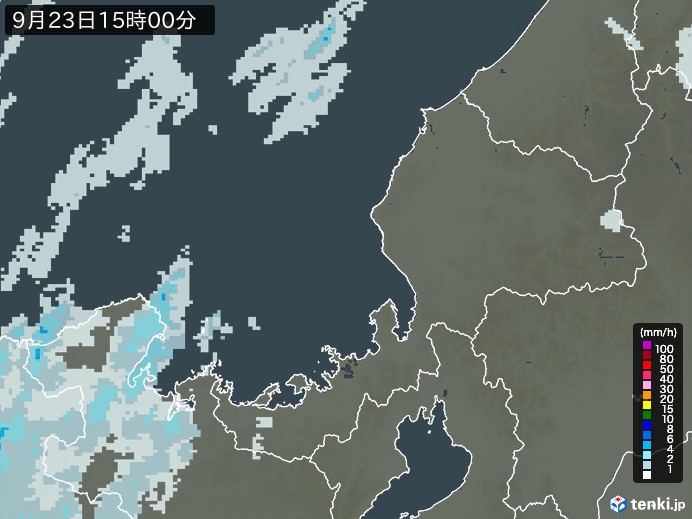 福井県の雨雲レーダー(2024年09月23日)