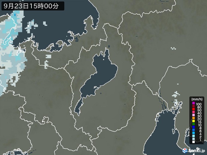 滋賀県の雨雲レーダー(2024年09月23日)