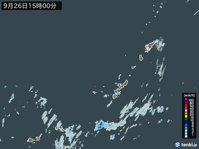 沖縄地方の雨雲レーダー(2024年09月26日)