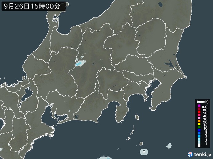 関東・甲信地方の雨雲レーダー(2024年09月26日)