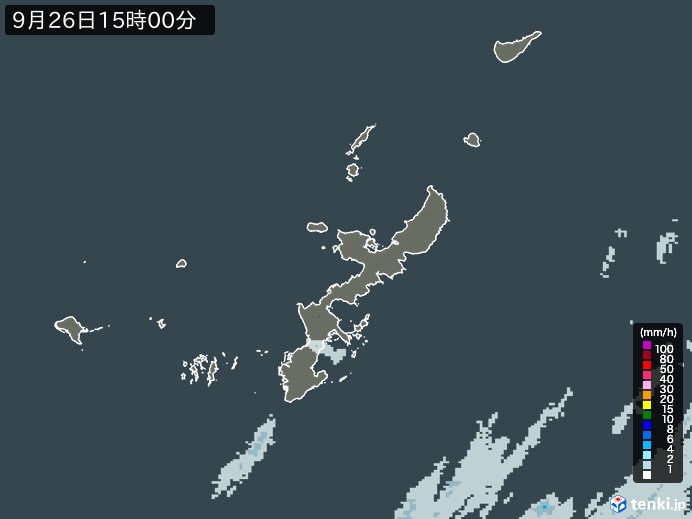 沖縄県の雨雲レーダー(2024年09月26日)