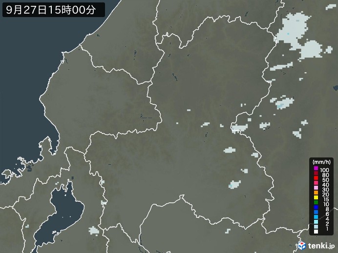 岐阜県の雨雲レーダー(2024年09月27日)