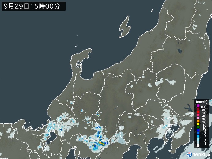 北陸地方の雨雲レーダー(2024年09月29日)