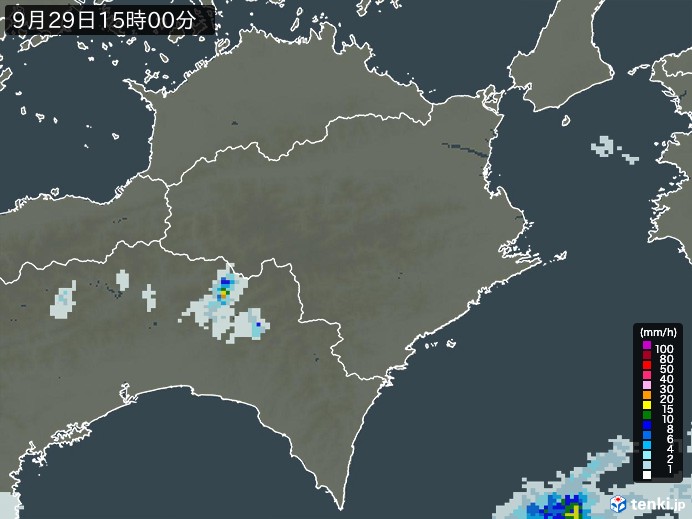 徳島県の雨雲レーダー(2024年09月29日)