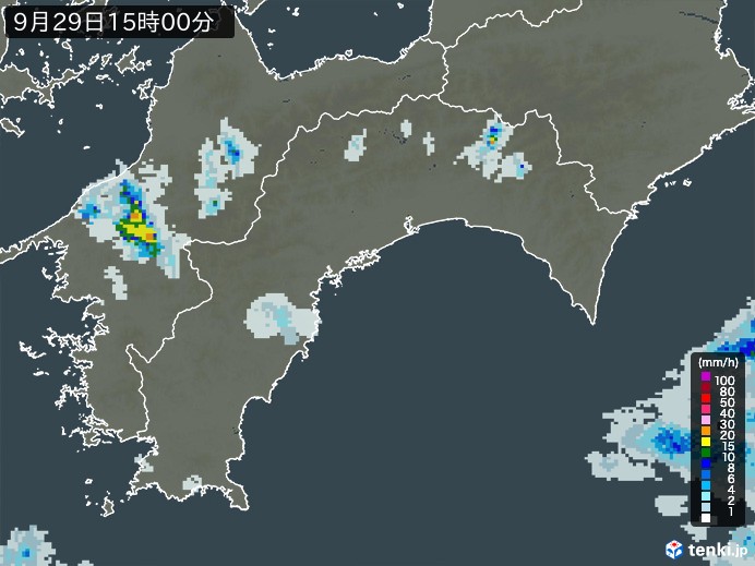 高知県の雨雲レーダー(2024年09月29日)