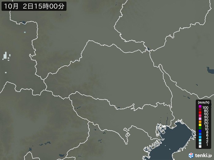 埼玉県の雨雲レーダー(2024年10月02日)